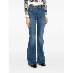 Frame Le High Flare Jeans Size 26 Blue Frayed Hem